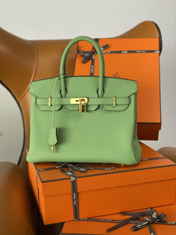 Hermes Birkin Nata Swift Green For Women Gold Toned Hardware 10in/25cm