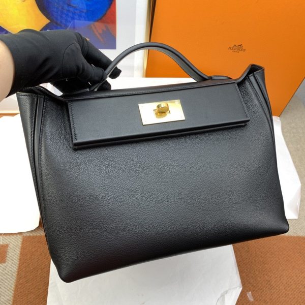 Hermes 24/24 Clemence Swift Black For Women, Women’s Handbags, Shoulder Bags 11.4in/29cm