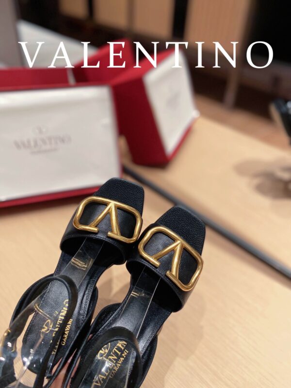 Valentino Garavani Strap Heeled Sandals With V Logo Signature Embellishment Black For Women