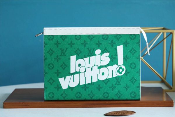 LV Pochette Voyage MM Vintage Monogram Canvas Green By Virgil Abloh For Fall-Winter, Travel Accessories 27cm LV M80803