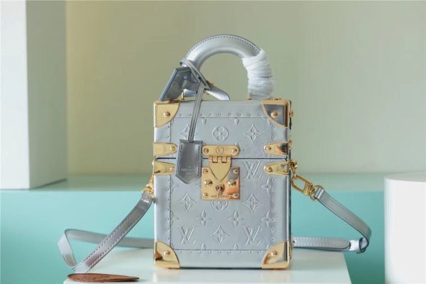 LV The Camera Box Monogram Empreinte By Nicolas Ghesquiere Light Blue For Women, Shoulder And Crossbody Bags 9.3in/16cm LV