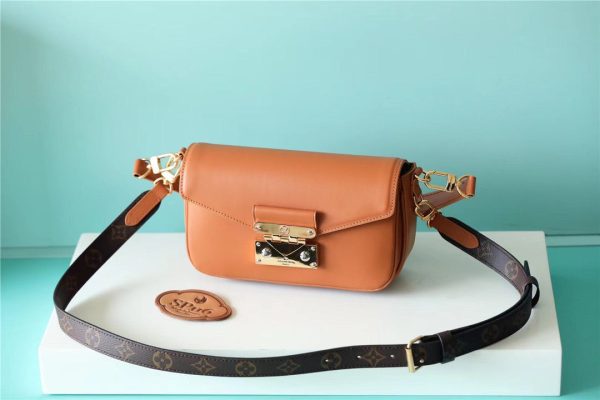 LV Swing Monogram Hazelnut Brown For Women, Shoulder And Crossbody Bags 24cm/9.4in LV M20396