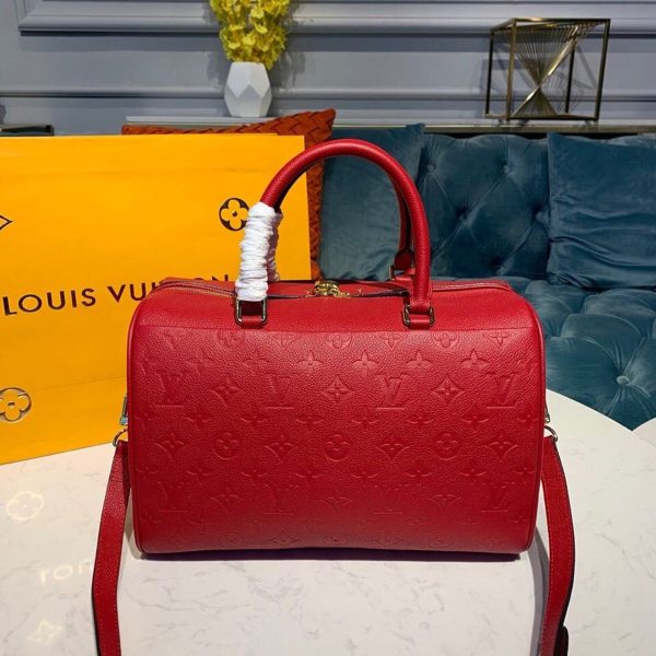 LV Speedy Bandouliere 30 Monogram Empreinte Cherry Red For Women, Shoulder And Crossbody Bags 11.8in/30cm LV