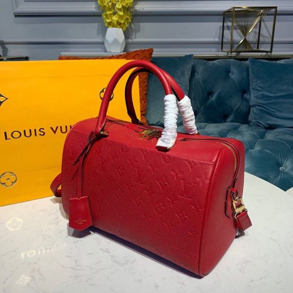 LV Speedy Bandouliere 30 Monogram Empreinte Cherry Red For Women, Shoulder And Crossbody Bags 11.8in/30cm LV