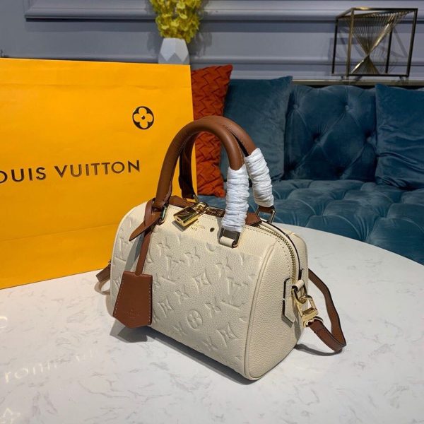 LV Speedy Bandouliere 20 Monogram Empreinte Creme For Women, Shoulder And Crossbody Bags 7.8in/20cm LV