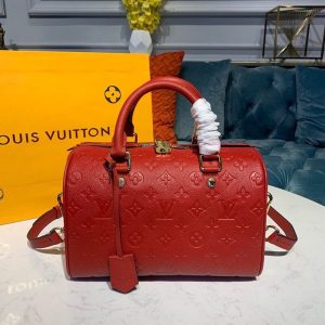 LV Speedy Bandouliere 25 Monogram Empreinte Cherry Red For Women, Shoulder And Crossbody Bags 9.8in/25cm LV