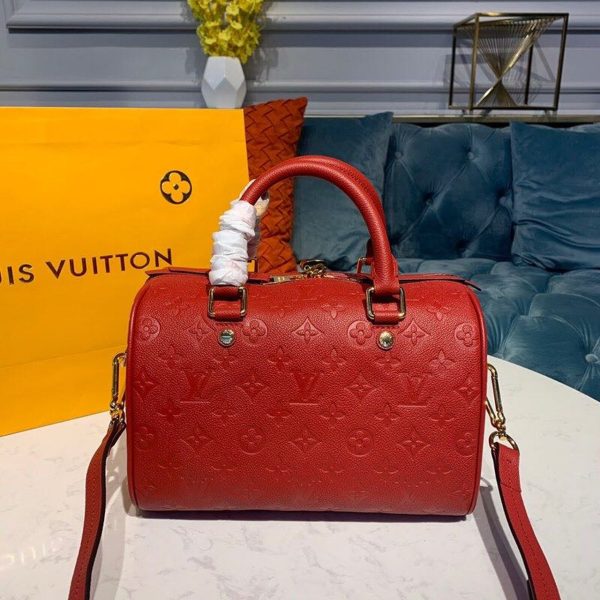 LV Speedy Bandouliere 25 Monogram Empreinte Cherry Red For Women, Shoulder And Crossbody Bags 9.8in/25cm LV