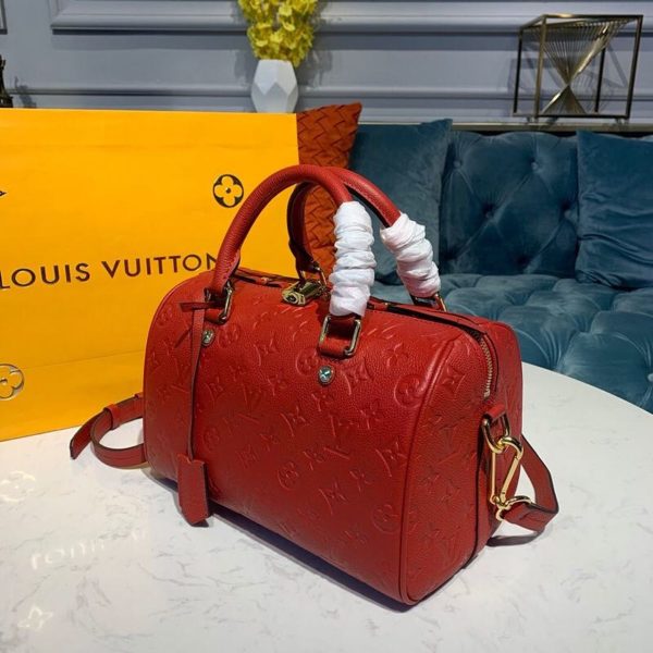 LV Speedy Bandouliere 25 Monogram Empreinte Cherry Red For Women, Shoulder And Crossbody Bags 9.8in/25cm LV