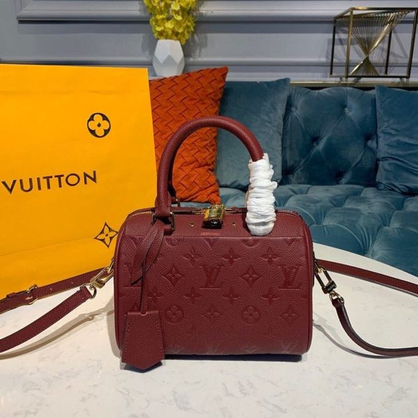 LV Speedy Bandouliere 20 Monogram Empreinte Burgundy For Women, Shoulder And Crossbody Bags 7.8in/20cm LV