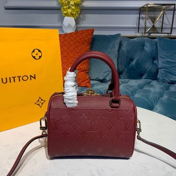 LV Speedy Bandouliere 20 Monogram Empreinte Burgundy For Women, Shoulder And Crossbody Bags 7.8in/20cm LV