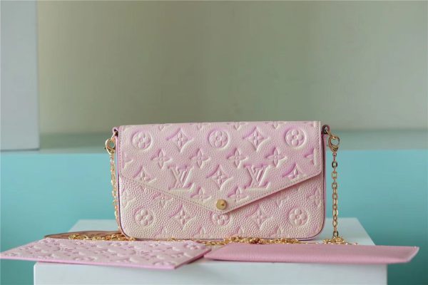 LV Pochette Felicie Monogram Empreinte Rose Poudre Pink For Women, Shoulder And Crossbody Bags 21cm/8.3in LV M67856