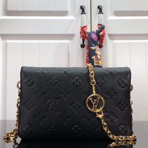 LV Pochette Coussin Monogram Empreinte Black For Women, Shoulder And Crossbody Bags 7.9in/20cm LV M80742