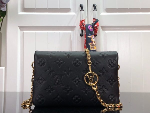 LV Pochette Coussin Monogram Empreinte Black For Women, Shoulder And Crossbody Bags 7.9in/20cm LV M80742