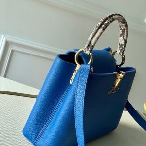 LV Woven Capucines Python Handle Bag 27cm Taurillon Leather Spring/Summer 2021 Collection N98388, Blue