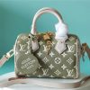 LV Speedy Bandouliere 20 PM Monogram Empreinte Khaki Green / Beige / CreamFor Women, Shoulder And Crossbody Bags 20.5cm/8.1in LV M46118