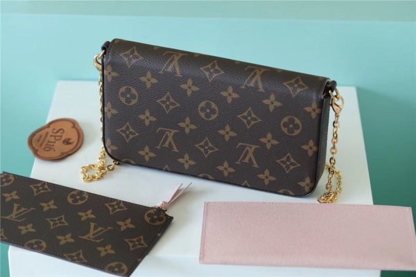 LV Pochette Felicie Monogram Canvas Fuchsia Pink For Women, Shoulder And Crossbody Bags 21cm/8.3in LV M61276