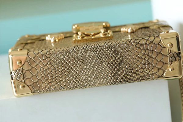 LV Petite Malle High Shiny Alligator By Nicolas Ghesquiere Gold For Women, Shoulder And Crossbody Bags 7.9in/20cm LV