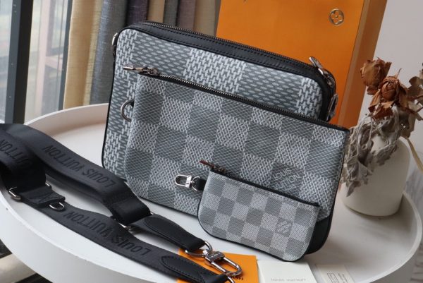 LV Trio Messenger Monogram Eclipse Monogram/ Eclipse Reverse For Men, Bags, Shoulder And Crossbody Bags 9.8in/25cm LV M69443