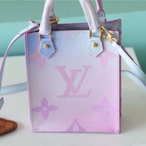 LV Petit Sac Plat Bag In Monogram Canvas For Women 17cm/6.7 Inches Sunrise Pastel LV M81341