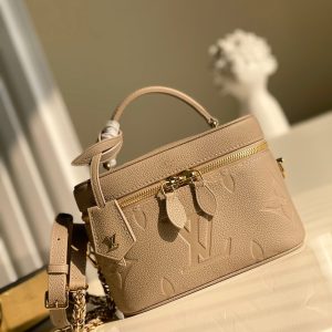 LV Vanity PM Handbag Monogram Empreinte Tourterelle Beige For Women, Women’s Handbags, Shoulder And Crossbody Bags 7.5in/19cm LV M45608