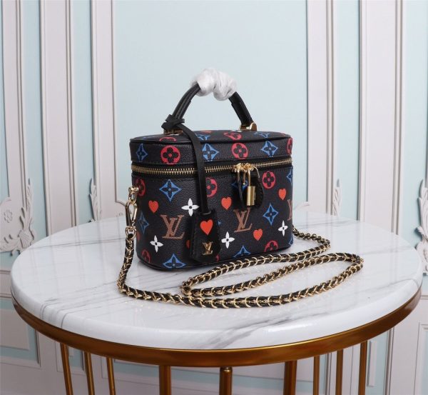 LV Vanity PM Bag Game On Monogram Canvas Black By Nicolas Ghesquiere For Women, Women’s Handbags, Shoulder And Crossbody 7.5in/19cm LV M57482