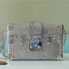 LV Petite Malle High Shiny Alligator Silver For Women, Shoulder And Crossbody Bags 7.9in/20cm LV