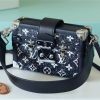 LV Petite Malle Monogram Jacquard Denim Navy Blue For Women, Shoulder And Crossbody Bags 7.9in/20cm LV