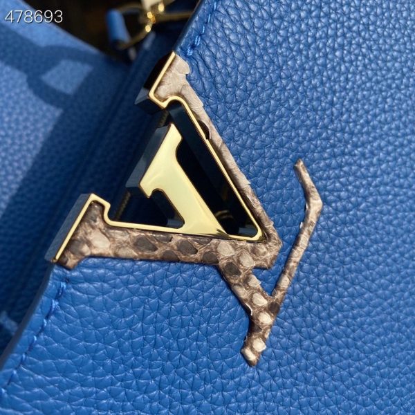 LV Woven Capucines Python Handle Bag 27cm Taurillon Leather Spring/Summer 2021 Collection N98388, Blue