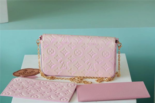 LV Pochette Felicie Monogram Empreinte Rose Poudre Pink For Women, Shoulder And Crossbody Bags 21cm/8.3in LV M67856