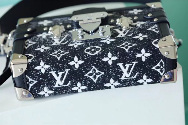 LV Petite Malle Monogram Jacquard Denim Navy Blue For Women, Shoulder And Crossbody Bags 7.9in/20cm LV