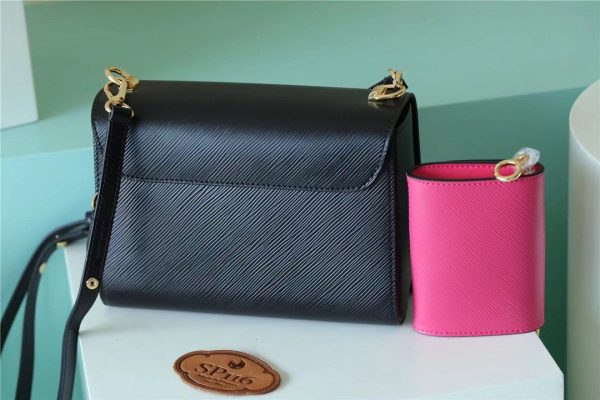 LV Twist MM Bag, Shoulder and Cross Body Bags For Women Black / Fuchsia 9.1in/23cm LV M59885