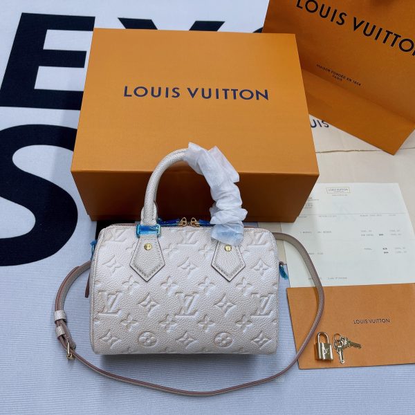 LV Speedy Bandouliere 20 Monogram Empreinte Pale Beige For Women, Shoulder And Crossbody Bags 20.5cm/8.1in LV M46163