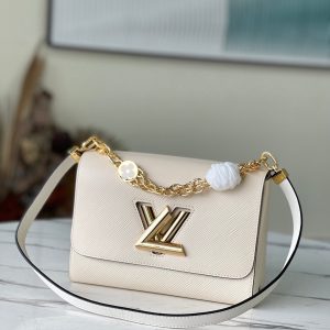 LV Twist MM Monogram Flower Quartz White For Women, Shoulder And Crossbody Bags 9.1in/23cm LV M59403