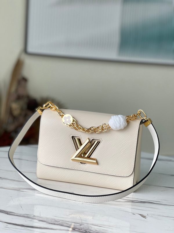 LV Twist MM Monogram Flower Quartz White For Women, Shoulder And Crossbody Bags 9.1in/23cm LV M59403