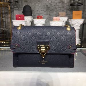 LV Vavin PM Monogram Empreinte Navy Blue/Red For Women, Women’s Handbags, Shoulder And Crossbody Bags 9.8in/25cm LV M52271