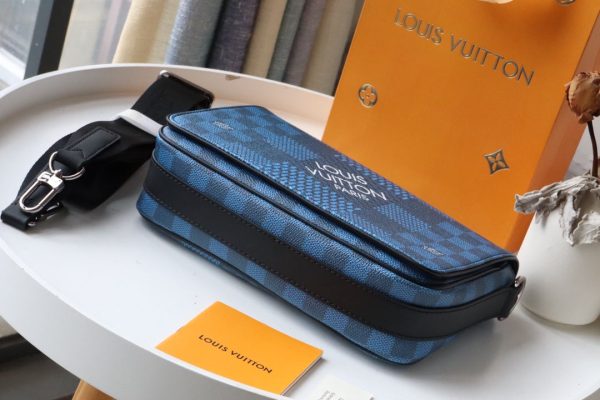 LV Studio Messenger Damier Graphite Blue For Men, Bags, Shoulder And Crossbody Bags 9.3in/25.3cm LV N50026