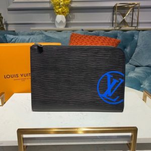 LV Pochette Jour GM Epi Black/Blue For Men, Wallet 13.8in/34cm LV