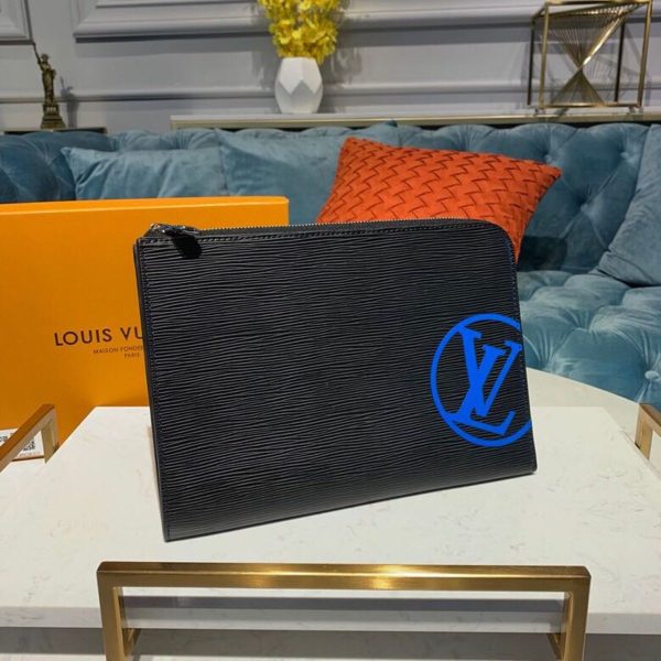 LV Pochette Jour GM Epi Black/Blue For Men, Wallet 13.8in/34cm LV