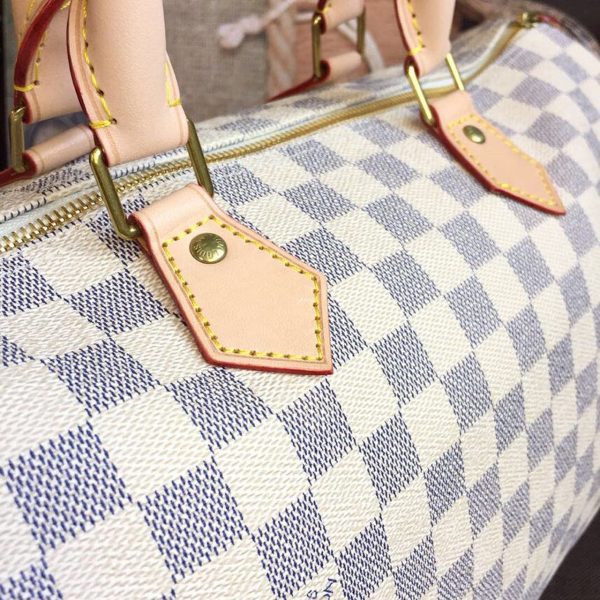 LV Speedy 35 Damier Azur Canvas For Women, Women’s Handbags 13.8in/35cm LV N41369