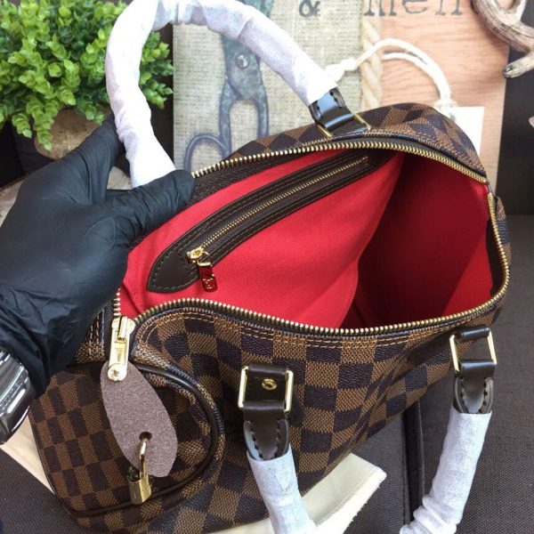 LV Speedy 30 Bag Damier Ebene Canvas For Women 11.8in/30cm Brown LV N41364