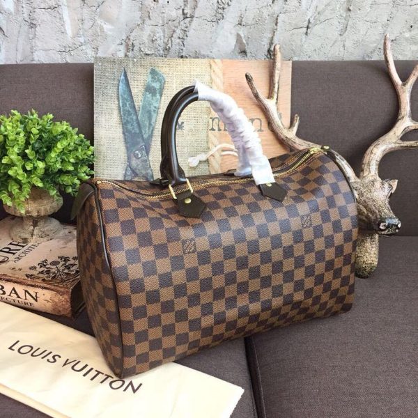 LV Speedy 35 Damier Ebene Canvas For Women, Travel Bags 13.8in/35cm LV N41363