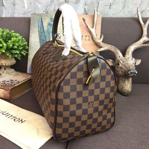 LV Speedy 35 Damier Ebene Canvas For Women, Travel Bags 13.8in/35cm LV N41363