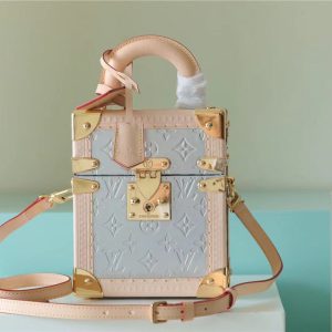 LV The Camera Box Monogram Empreinte By Nicolas Ghesquiere Light Blue/Light Pink For Women, Shoulder And Crossbody Bags 6.3in/16cm LV