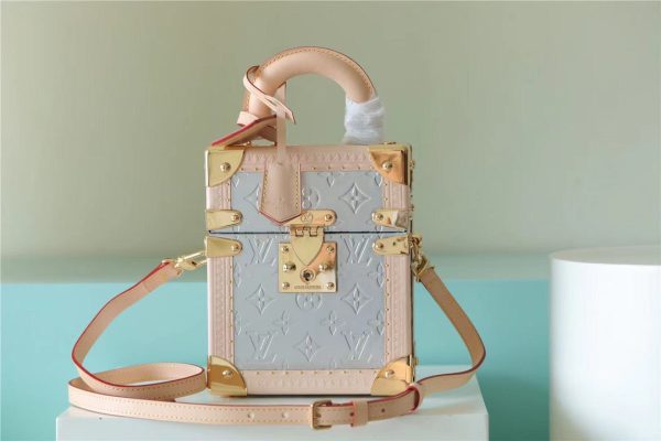 LV The Camera Box Monogram Empreinte By Nicolas Ghesquiere Light Blue/Light Pink For Women, Shoulder And Crossbody Bags 6.3in/16cm LV