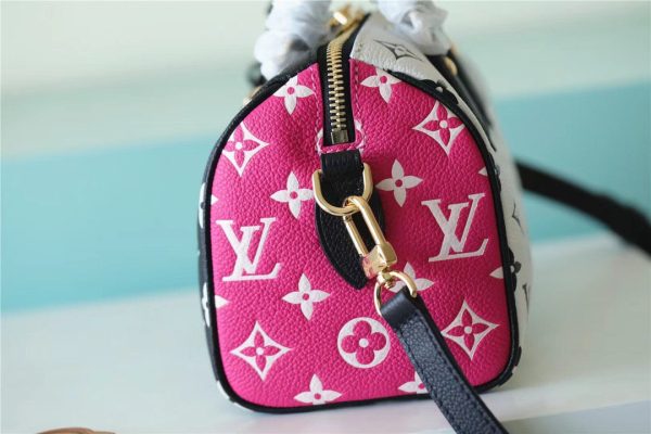 LV Speedy Bandouliere 20 Monogram Empreinte Black / White / Pink For Women, Shoulder And Crossbody Bags 20.5cm/8.1in LV M46088