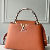 LV Woven Capucines Python Handle Bag 31cm Taurillon Leather Spring/Summer 2021 Collection N98388, Cognac