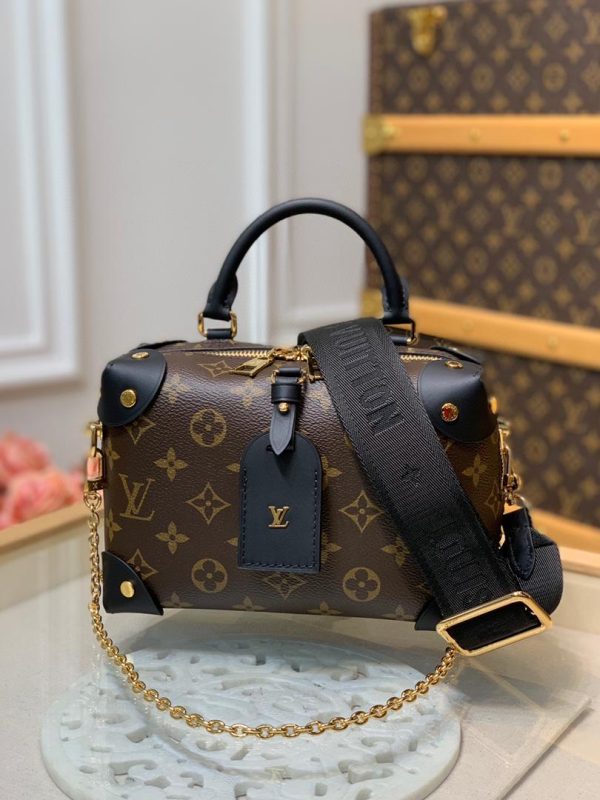 LV Petite Malle Souple Monogram Canvas Black For Women, WoHandbags 7.9in/20cm LV M45571