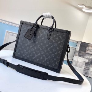 LV Soft Trunk Briefcase Monogram Eclipse Canvas For Men, Bags, Shoulder And Crossbody Bags 11.4in/29cm LV M44952