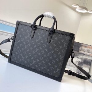 LV Soft Trunk Briefcase Monogram Eclipse Canvas For Men, Bags, Shoulder And Crossbody Bags 11.4in/29cm LV M44952