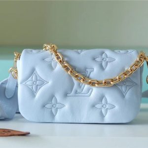 LV Wallet On Strap Bubblegram Monogram In Wallets and Small Leather Goods For Women Bleu Glacier Blue 7.9in/20cm LV M81399
